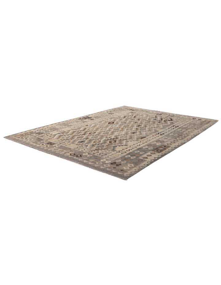 7' x 9' 7 Hand Woven Kilim Maymana Wool Rug