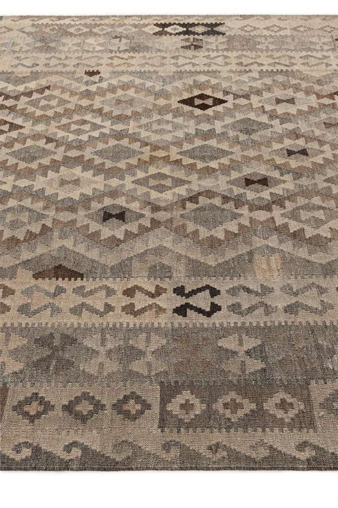 7' x 9' 7 Hand Woven Kilim Maymana Wool Rug