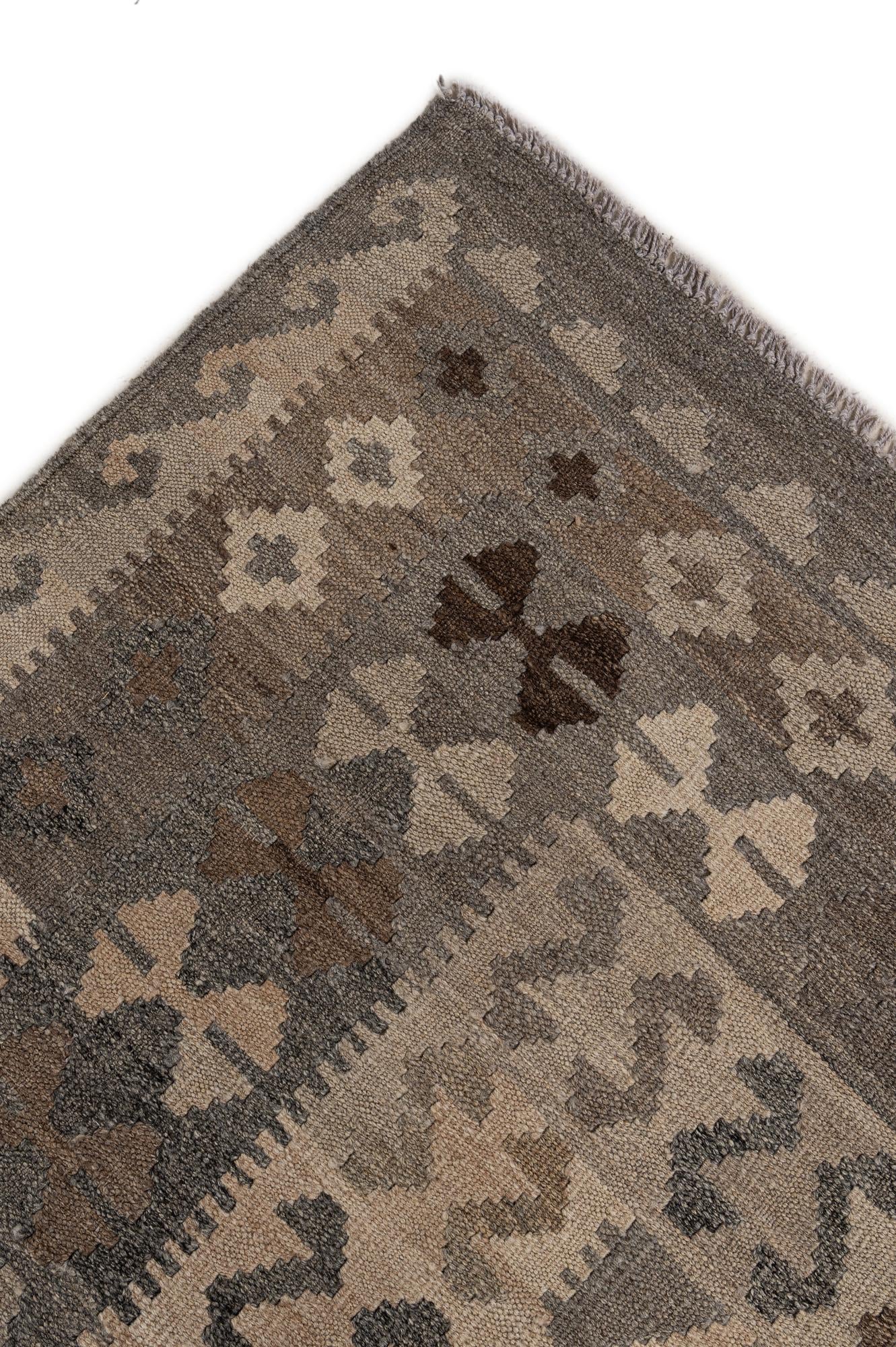 7' x 9' 7 Hand Woven Kilim Maymana Wool Rug