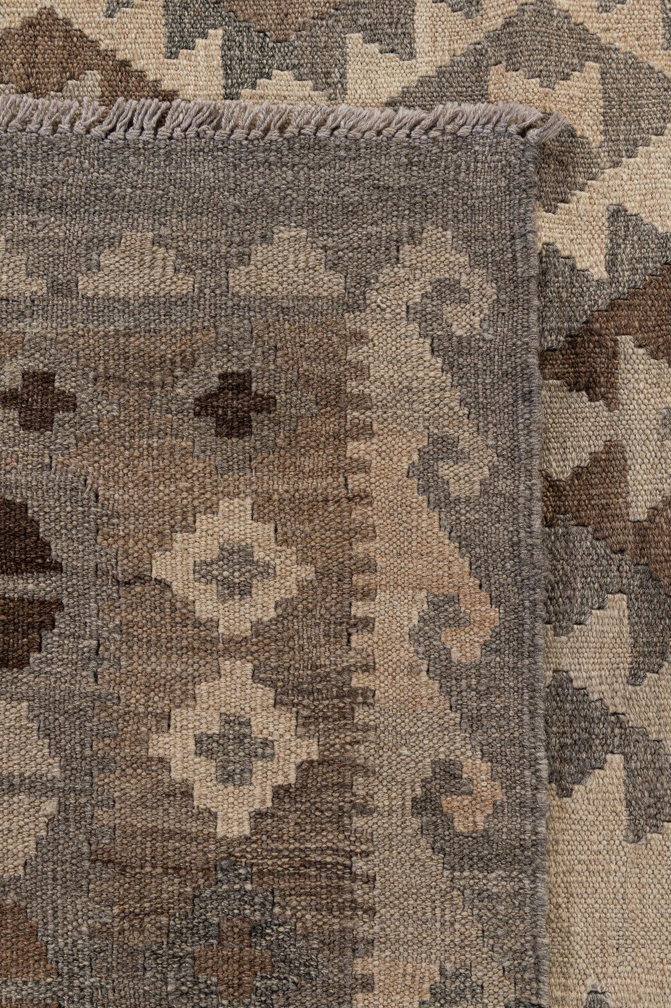 7' x 9' 7 Hand Woven Kilim Maymana Wool Rug