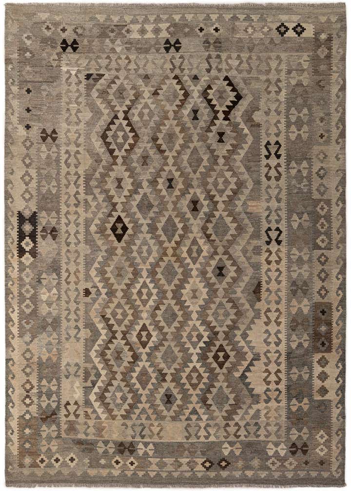 7' x 9' 7 Hand Woven Kilim Maymana Wool Rug