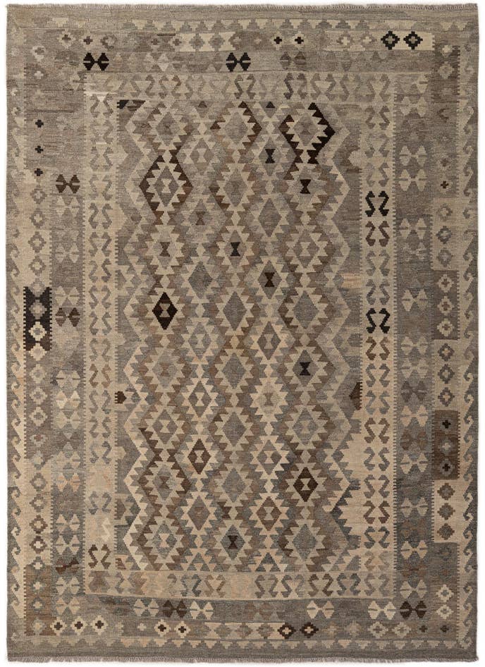 Detail image of 7' x 9' 7 Hand Woven Kilim Maymana Wool Rug