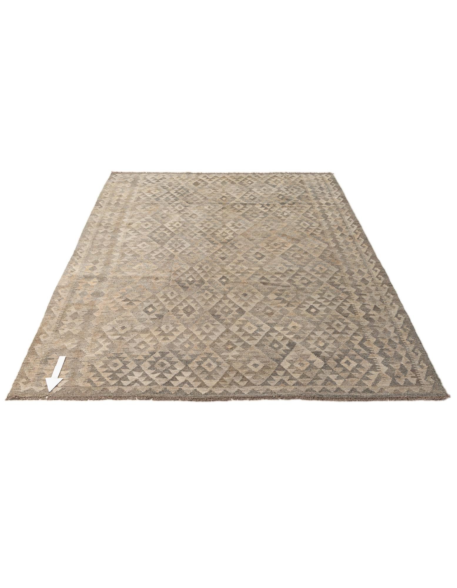 6' 11 x 9' 8 Hand Woven Kilim Maymana Wool Rug