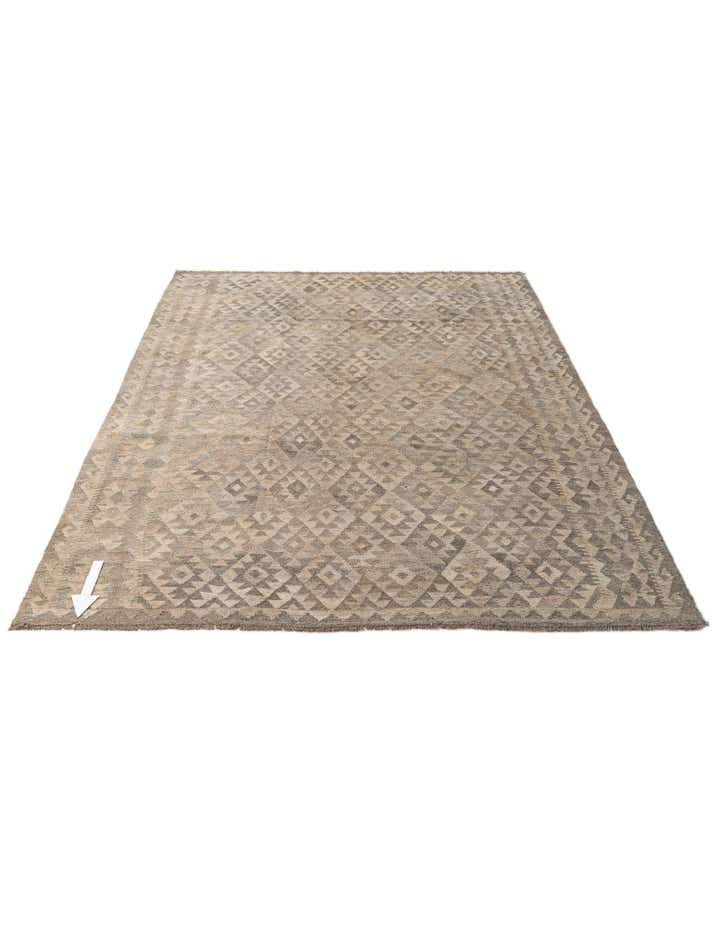 6' 11 x 9' 8 Hand Woven Kilim Maymana Wool Rug