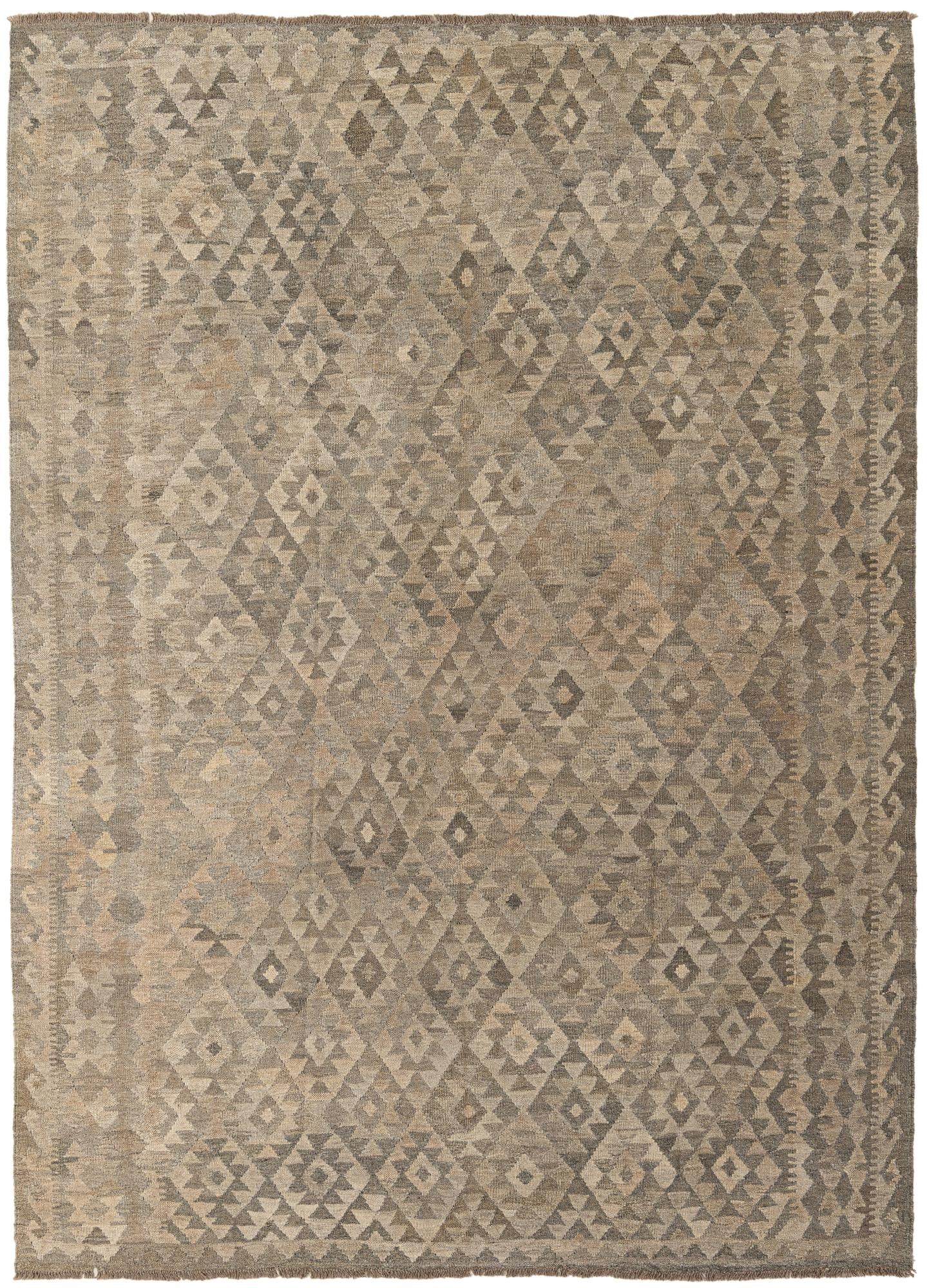 6' 11 x 9' 8 Hand Woven Kilim Maymana Wool Rug
