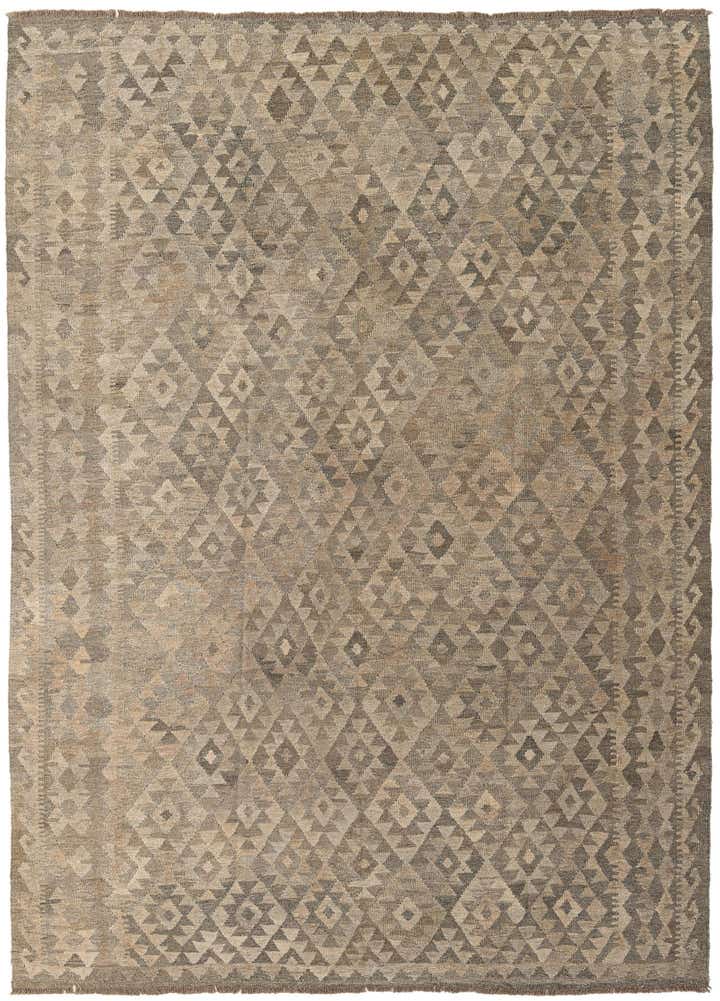 6' 11 x 9' 8 Hand Woven Kilim Maymana Wool Rug