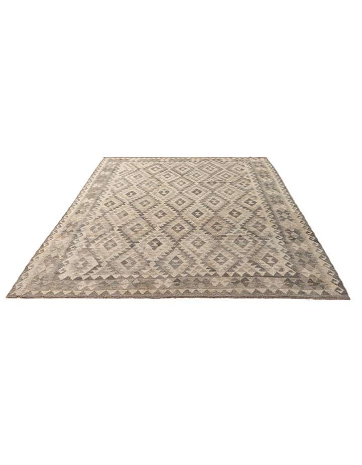 7' x 9' 6 Hand Woven Kilim Maymana Wool Rug