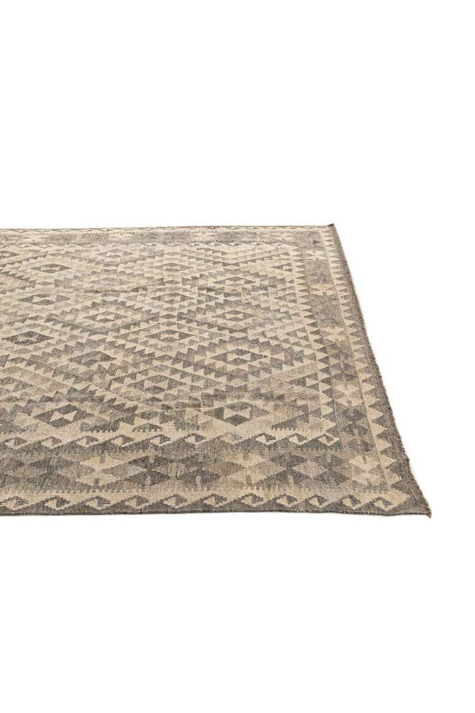 7' x 9' 6 Hand Woven Kilim Maymana Wool Rug