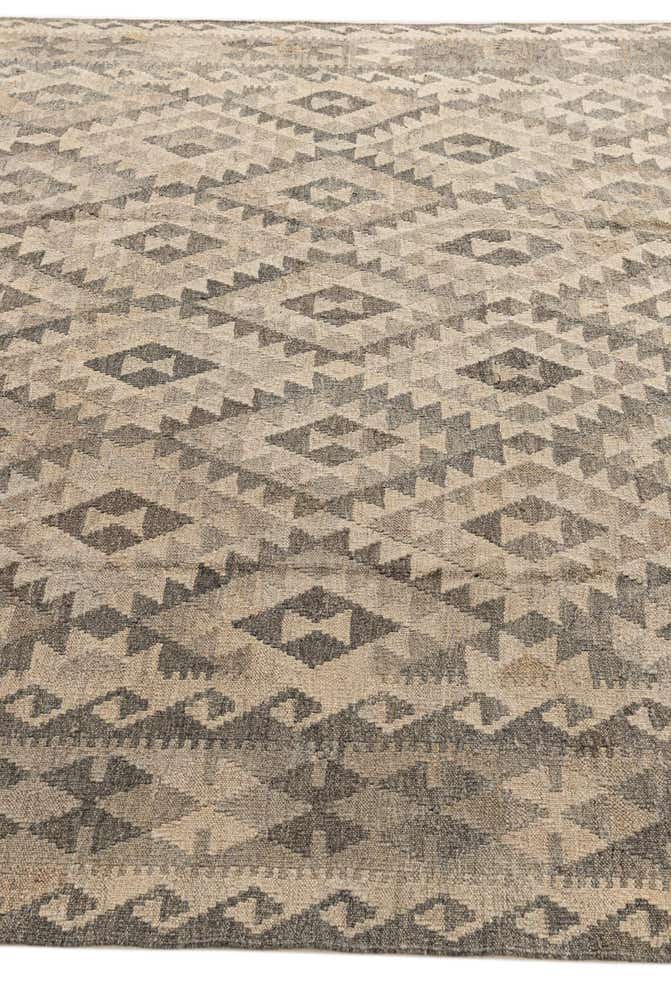 7' x 9' 6 Hand Woven Kilim Maymana Wool Rug