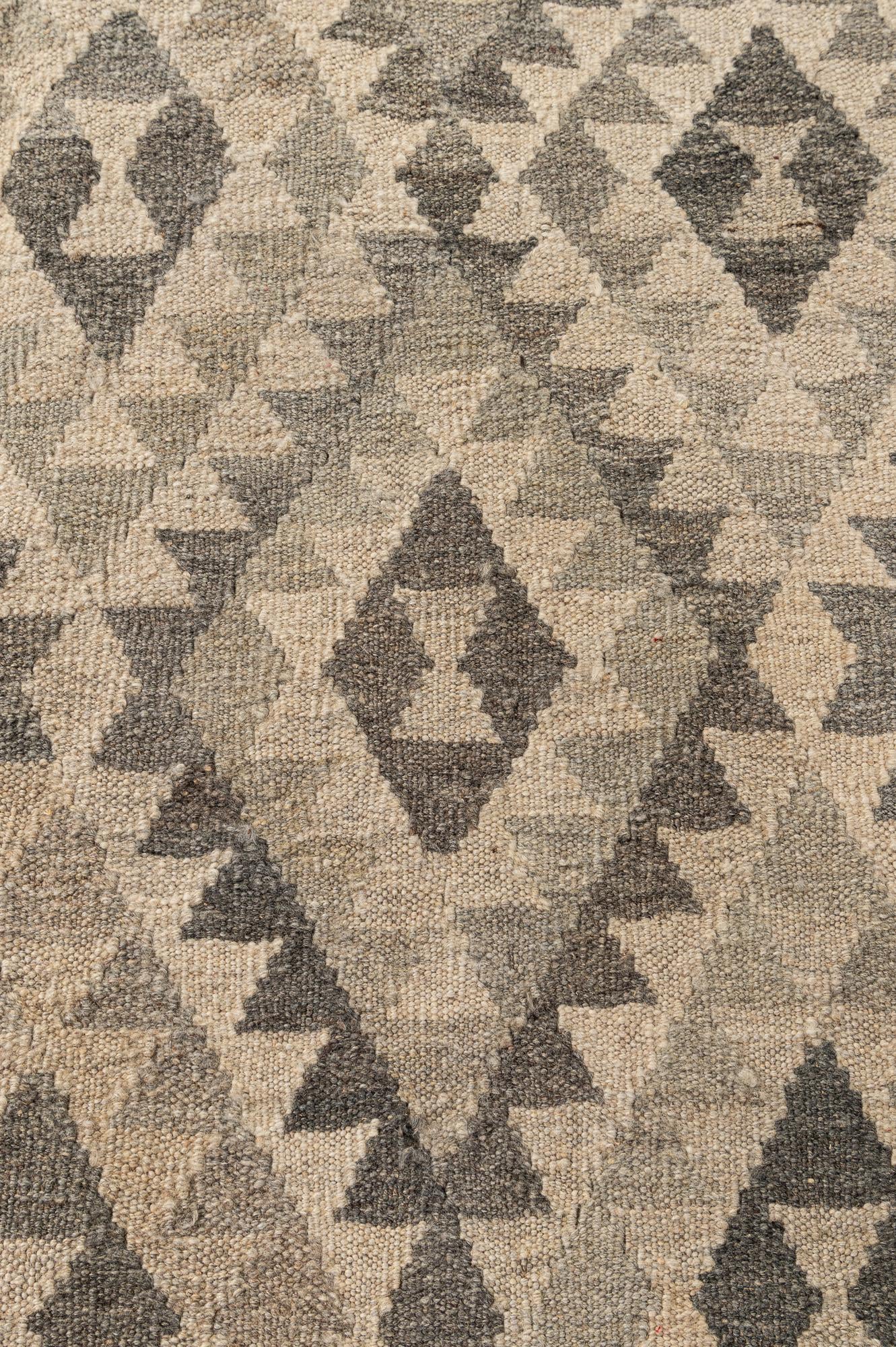 7' x 9' 6 Hand Woven Kilim Maymana Wool Rug