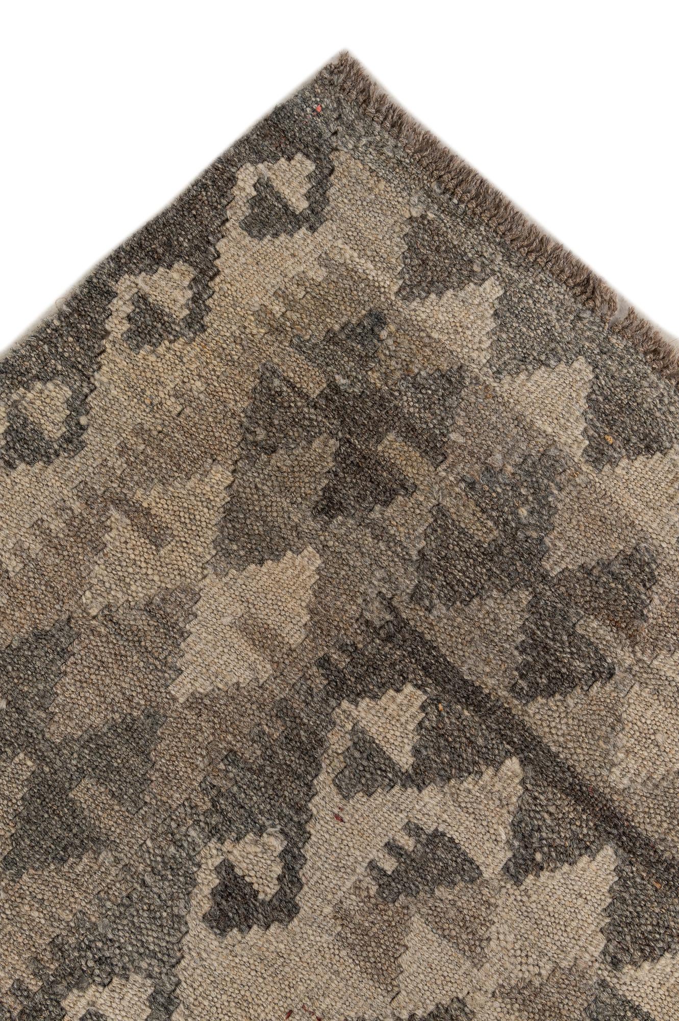 7' x 9' 6 Hand Woven Kilim Maymana Wool Rug