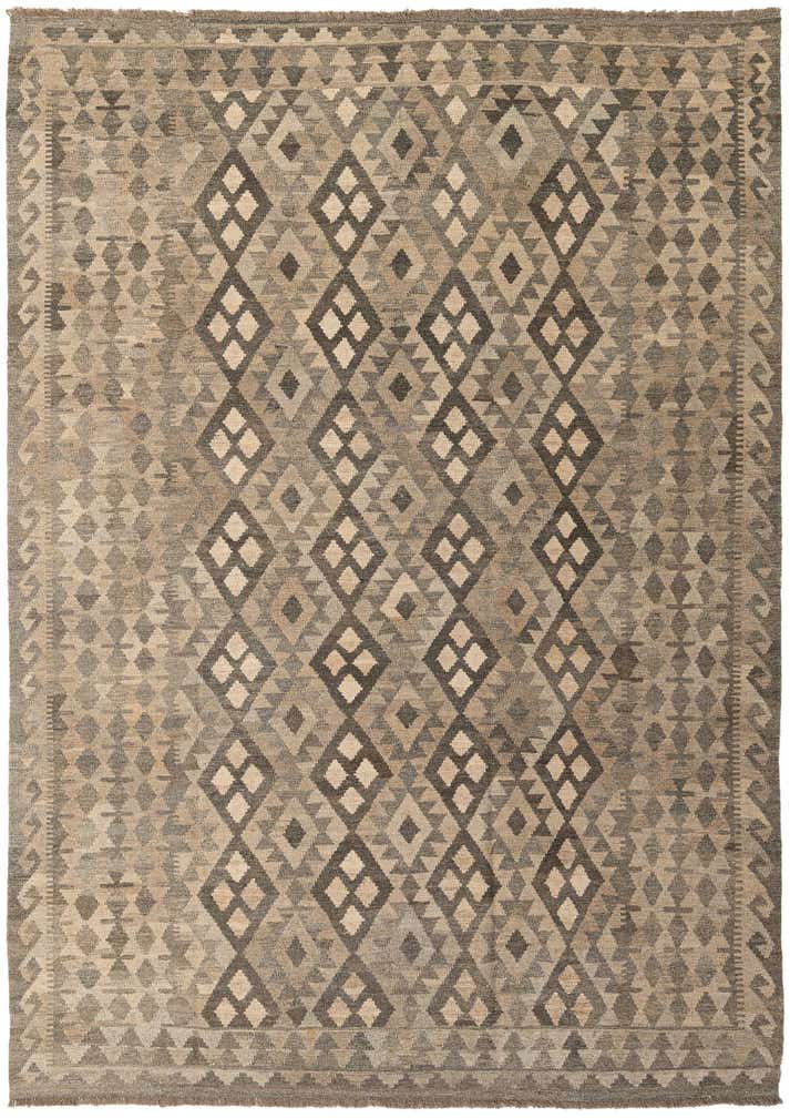 7' 1 x 9' 7 Hand Woven Kilim Maymana Wool Rug