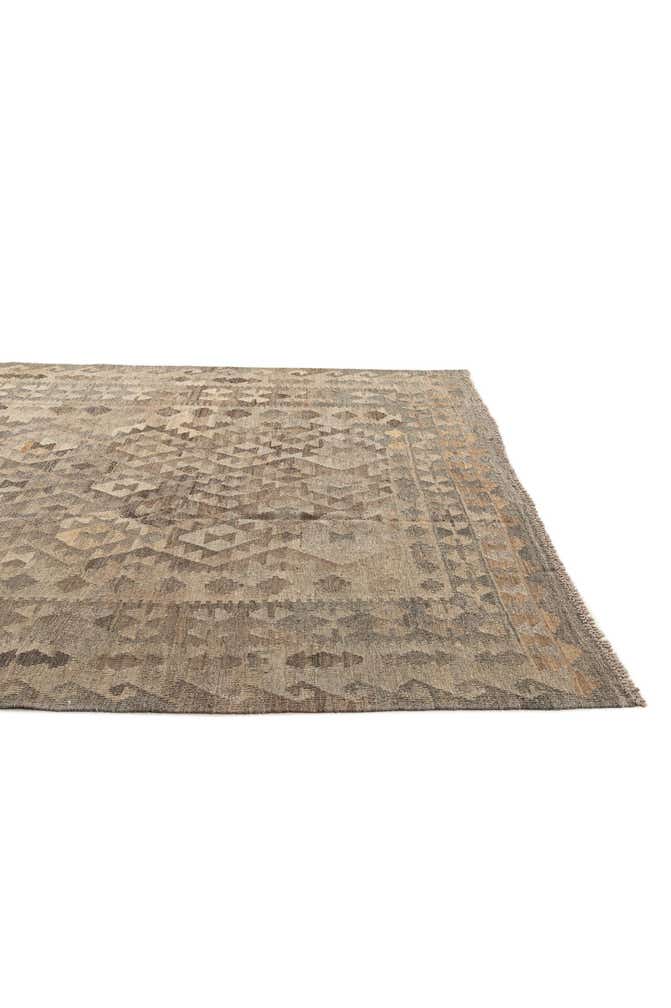 6' 8 x 9' 8 Hand Woven Kilim Maymana Wool Rug