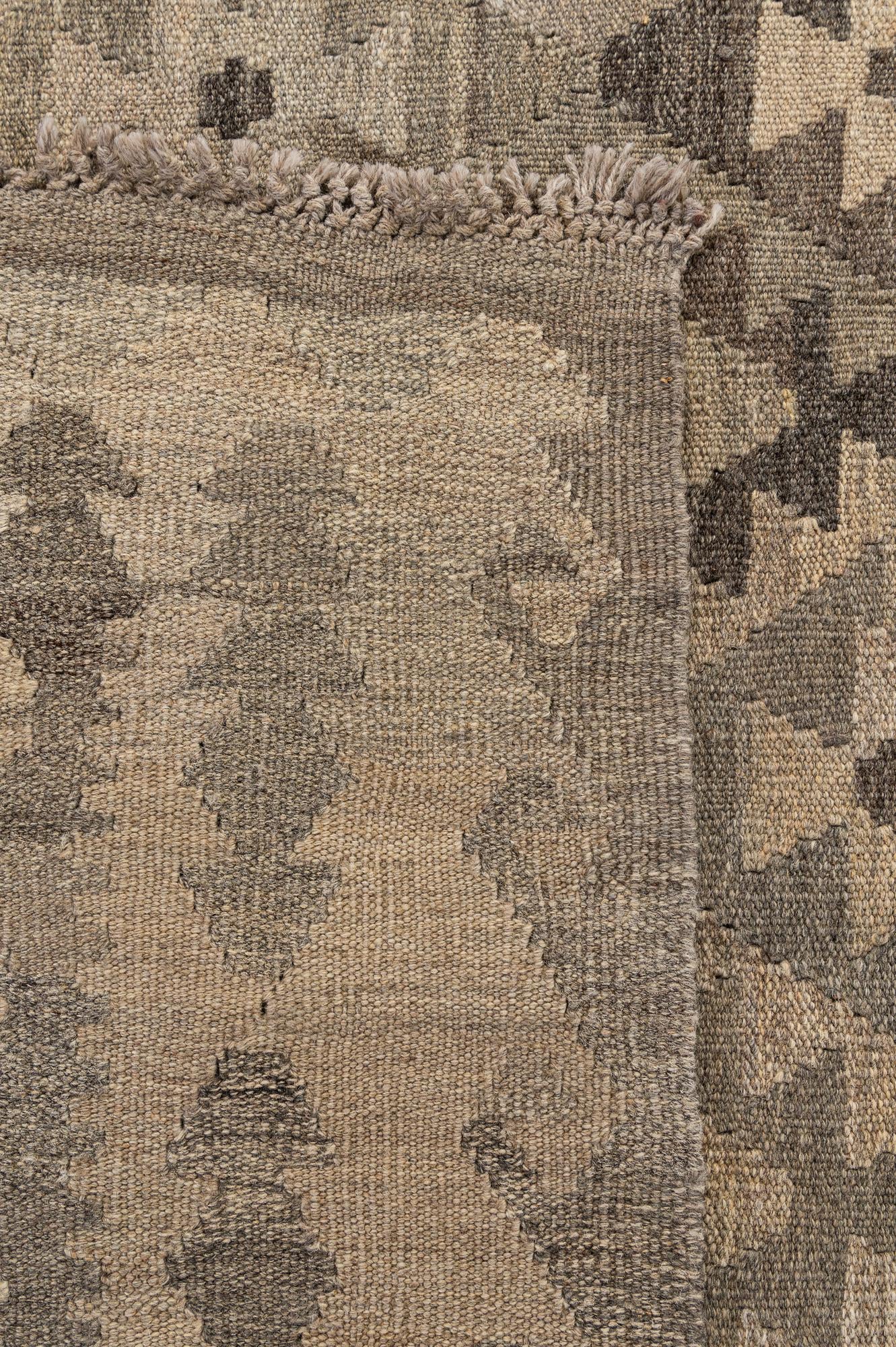 6' 8 x 9' 8 Hand Woven Kilim Maymana Wool Rug