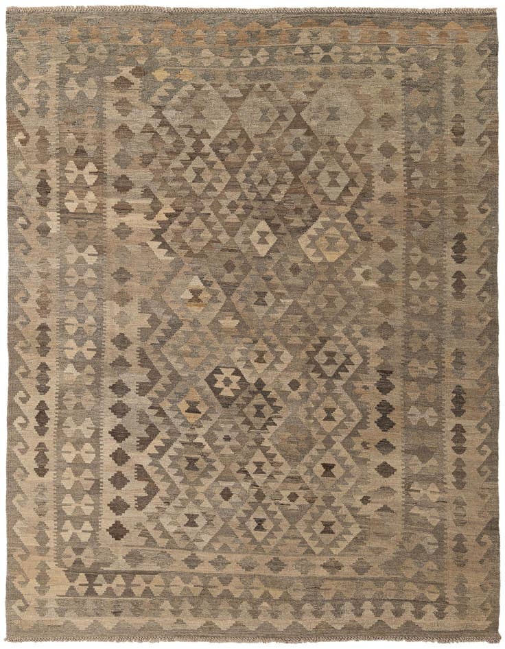 Detail image of 6' 8 x 9' 8 Hand Woven Kilim Maymana Wool Rug