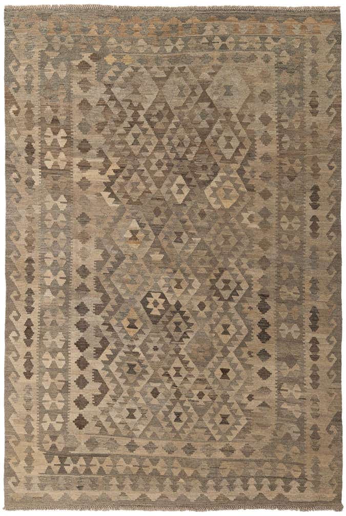 6' 8 x 9' 8 Hand Woven Kilim Maymana Wool Rug