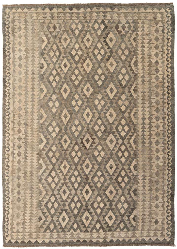 6' 11 x 9' 7 Hand Woven Kilim Maymana Wool Rug