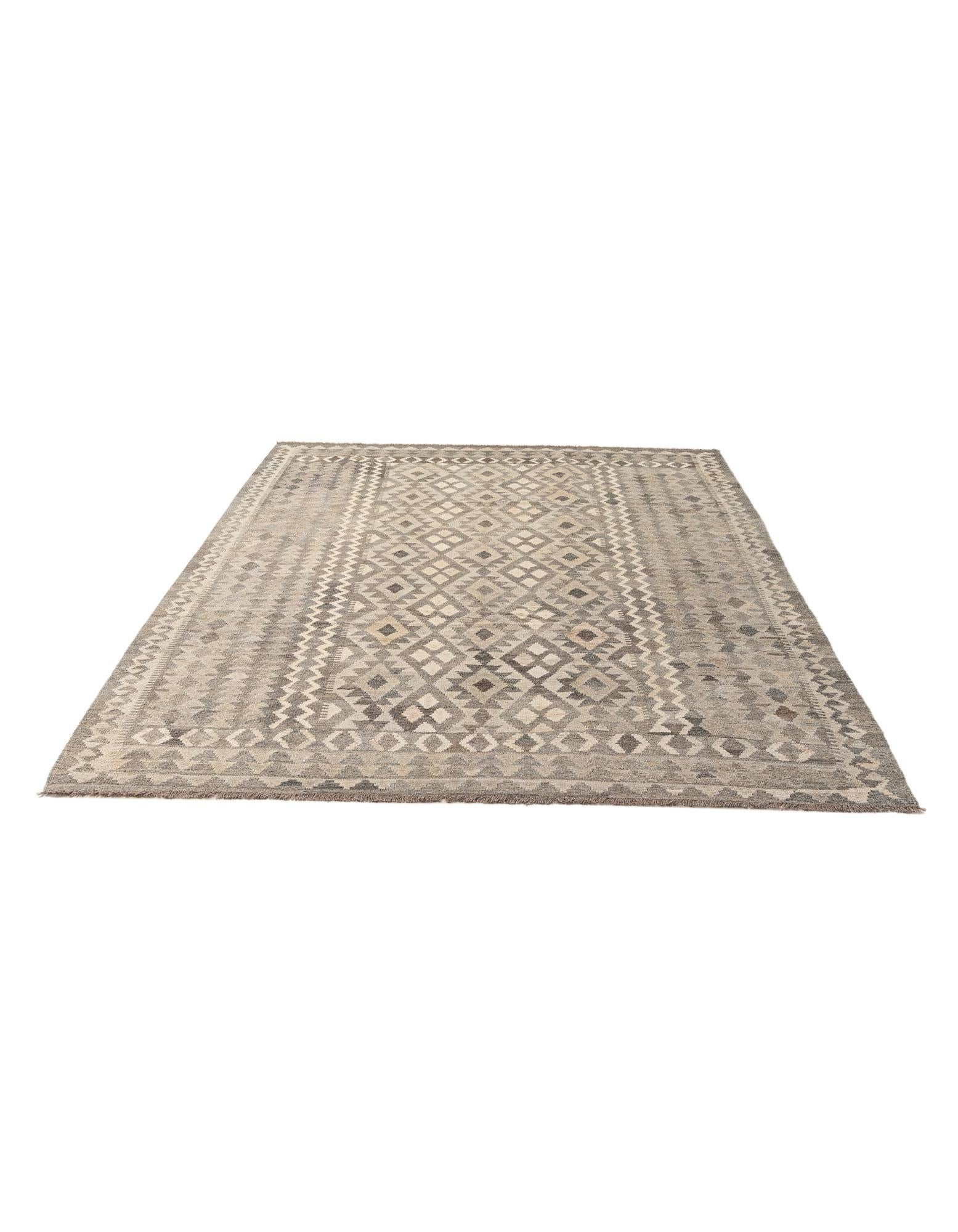6' 8 x 9' 8 Hand Woven Kilim Maymana Wool Rug