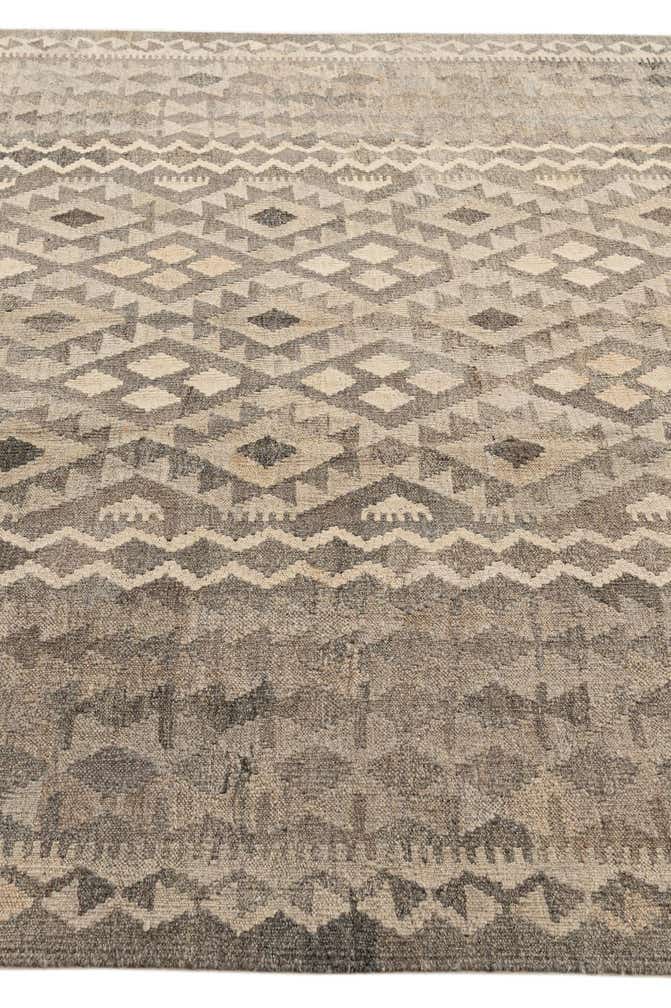 6' 8 x 9' 8 Hand Woven Kilim Maymana Wool Rug