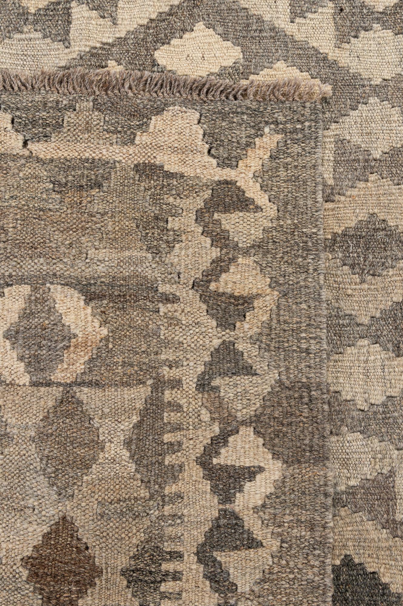 6' 8 x 9' 8 Hand Woven Kilim Maymana Wool Rug