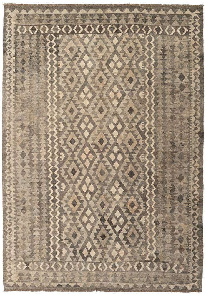 6' 8 x 9' 8 Hand Woven Kilim Maymana Wool Rug