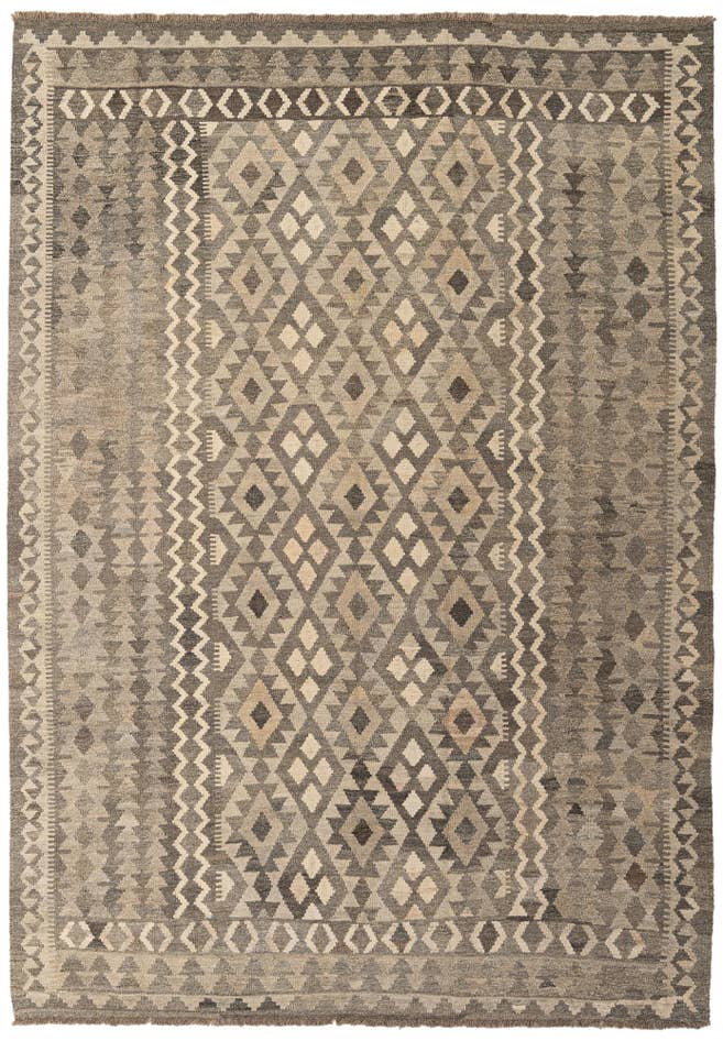 Detail image of 6' 8 x 9' 8 Hand Woven Kilim Maymana Wool Rug