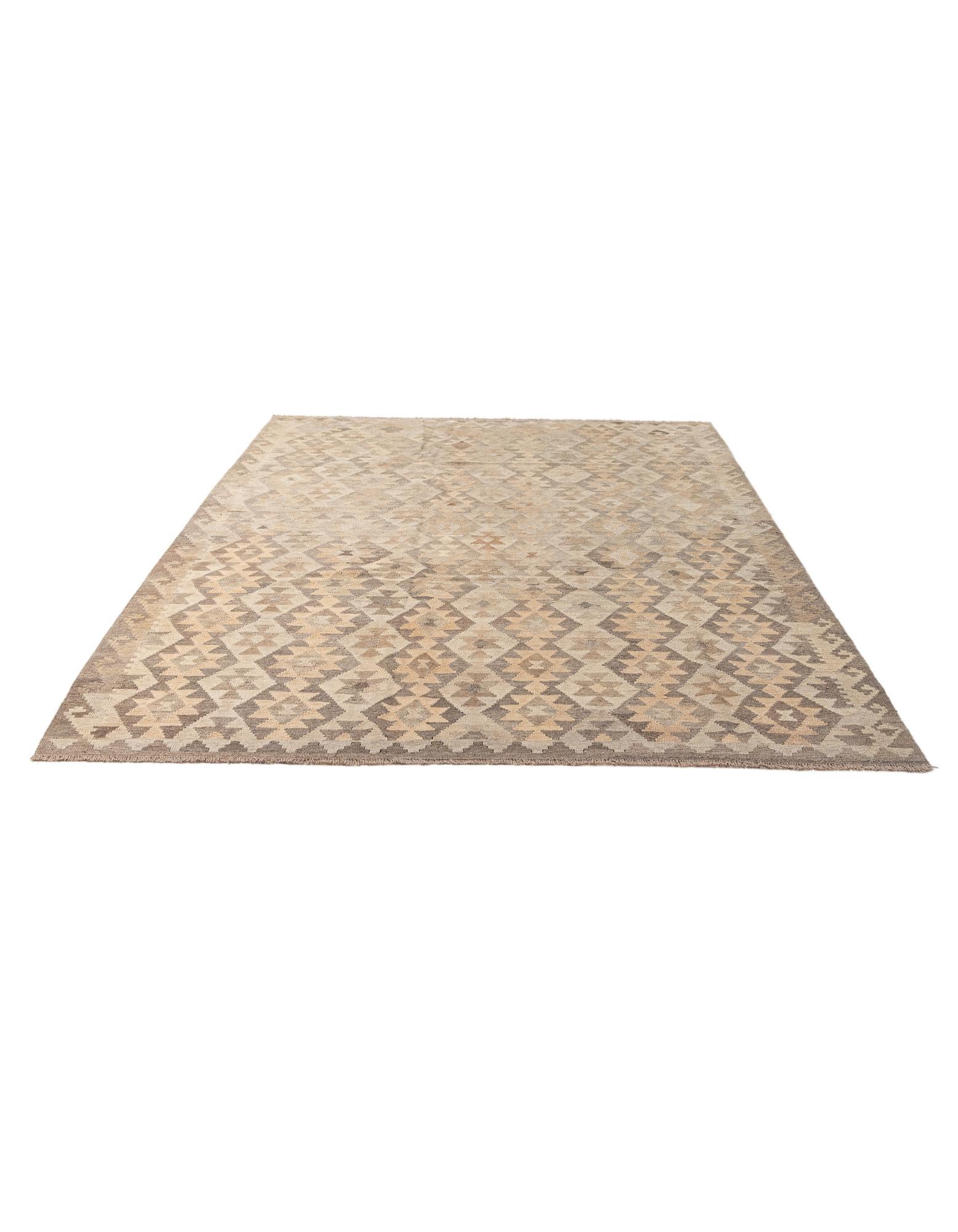 6' 10 x 9' 7 Hand Woven Kilim Maymana Wool Rug