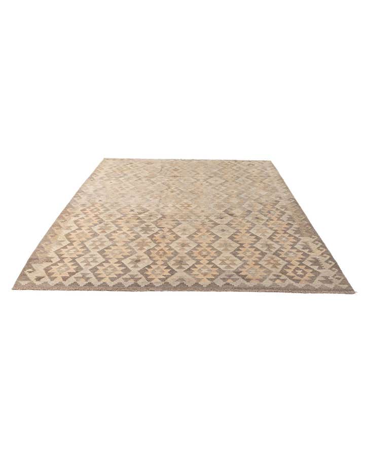 6' 10 x 9' 7 Hand Woven Kilim Maymana Wool Rug
