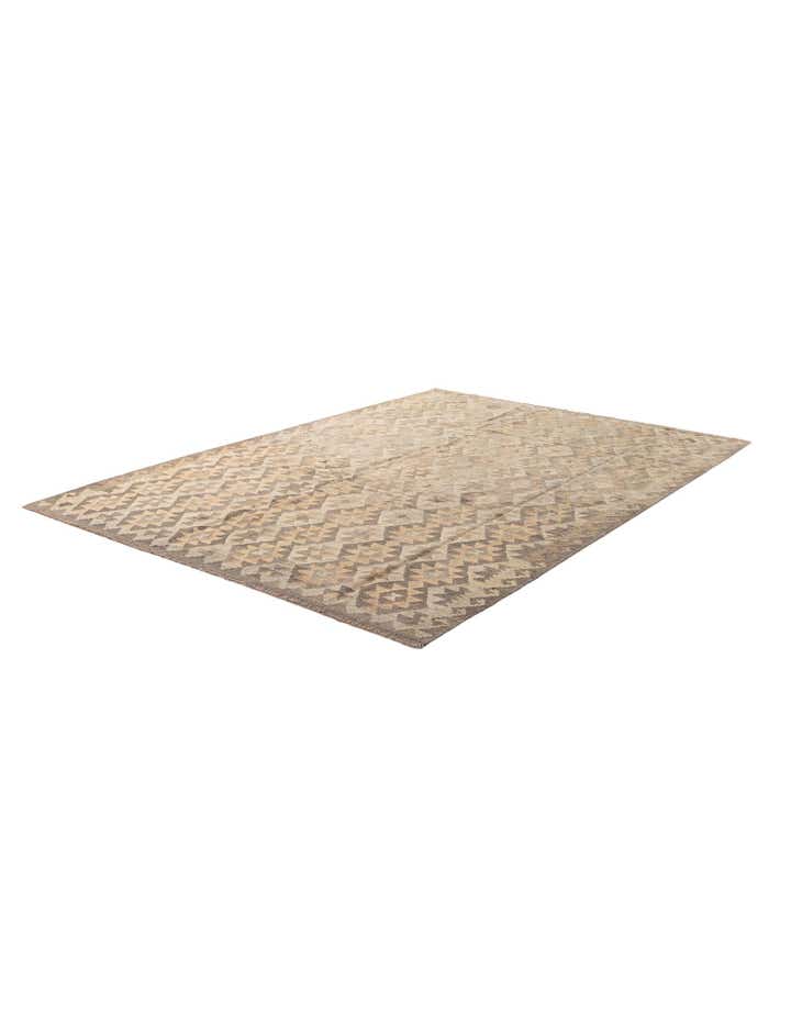 6' 10 x 9' 7 Hand Woven Kilim Maymana Wool Rug