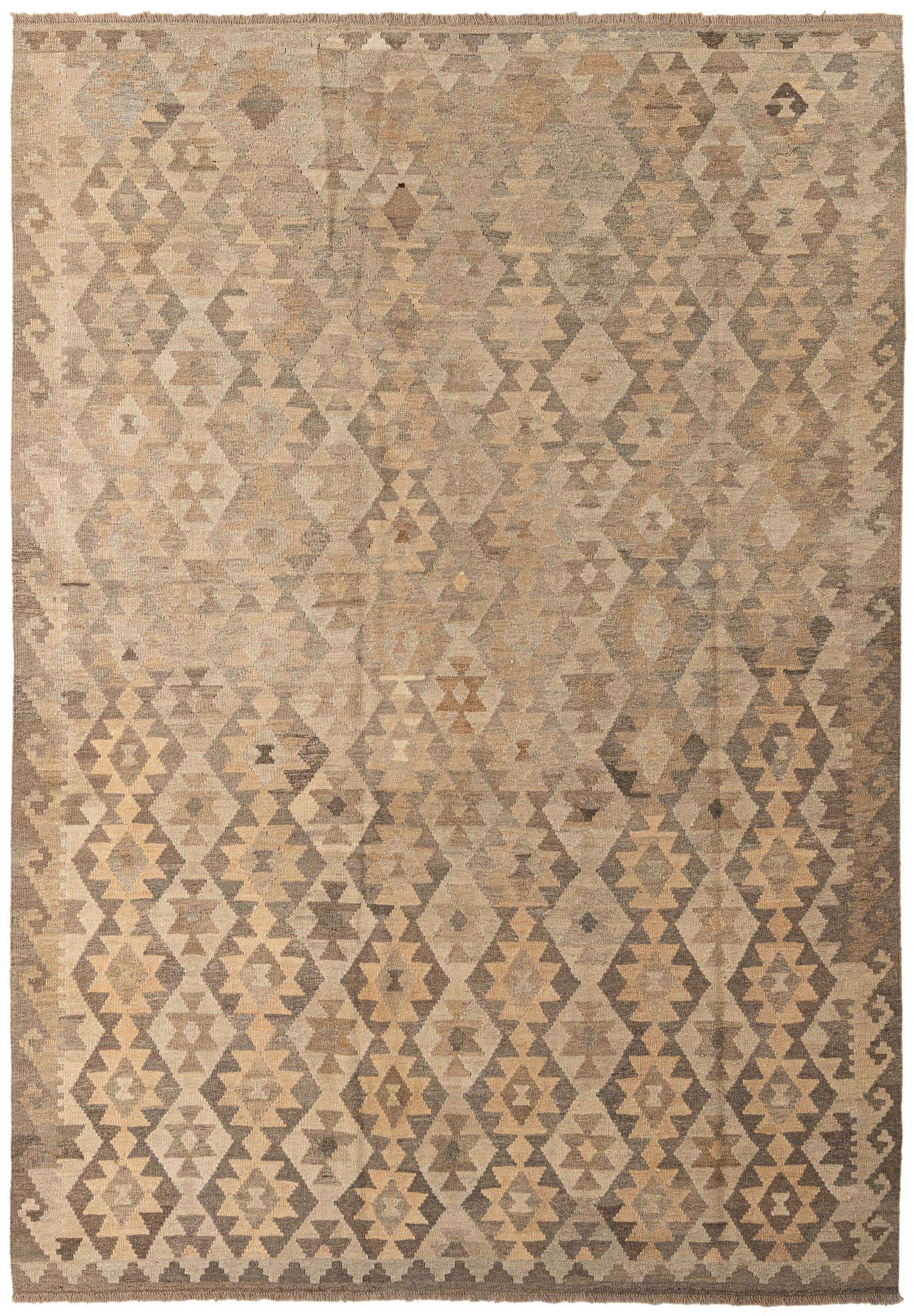 6' 10 x 9' 7 Hand Woven Kilim Maymana Wool Rug