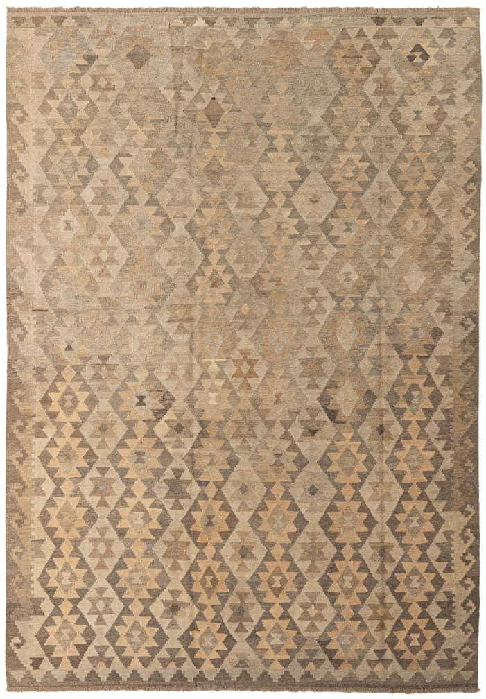 6' 10 x 9' 7 Hand Woven Kilim Maymana Wool Rug