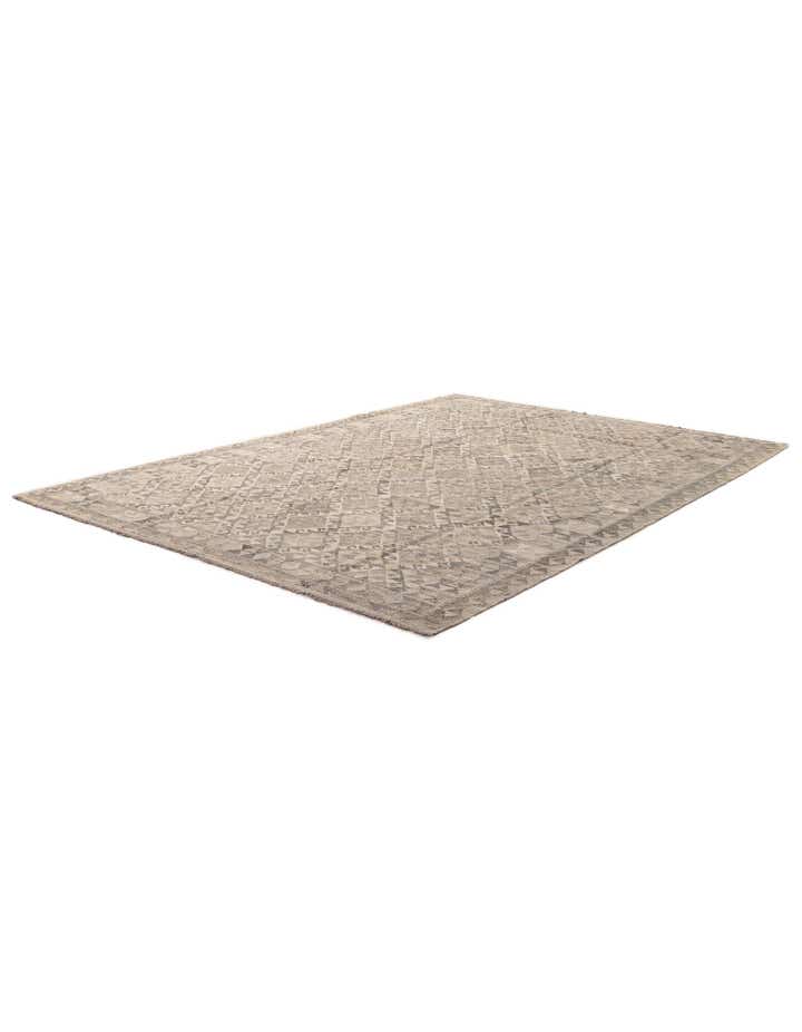 6' 11 x 9' 7 Hand Woven Kilim Maymana Wool Rug