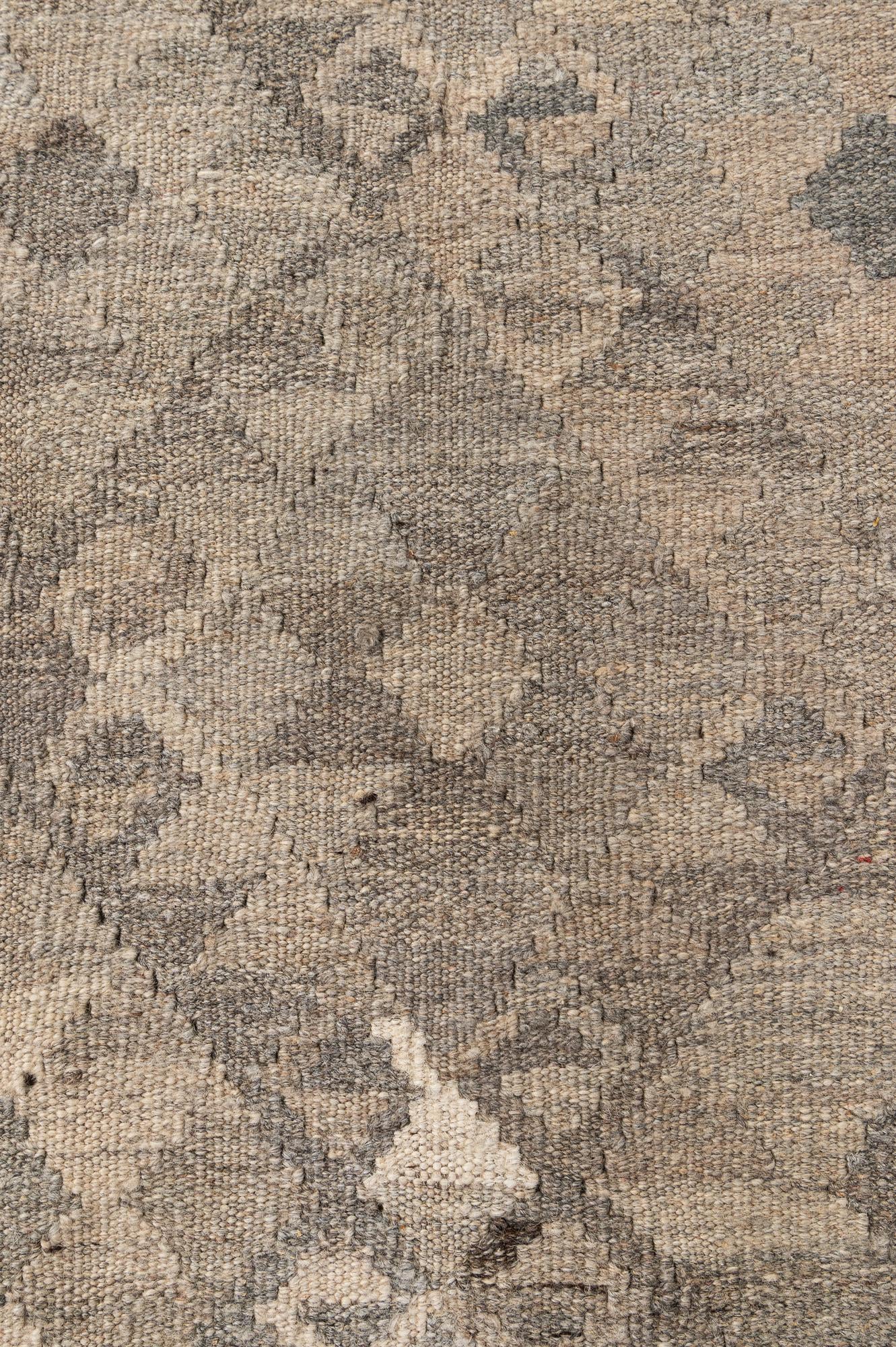 7' x 9' 8 Hand Woven Kilim Maymana Wool Rug