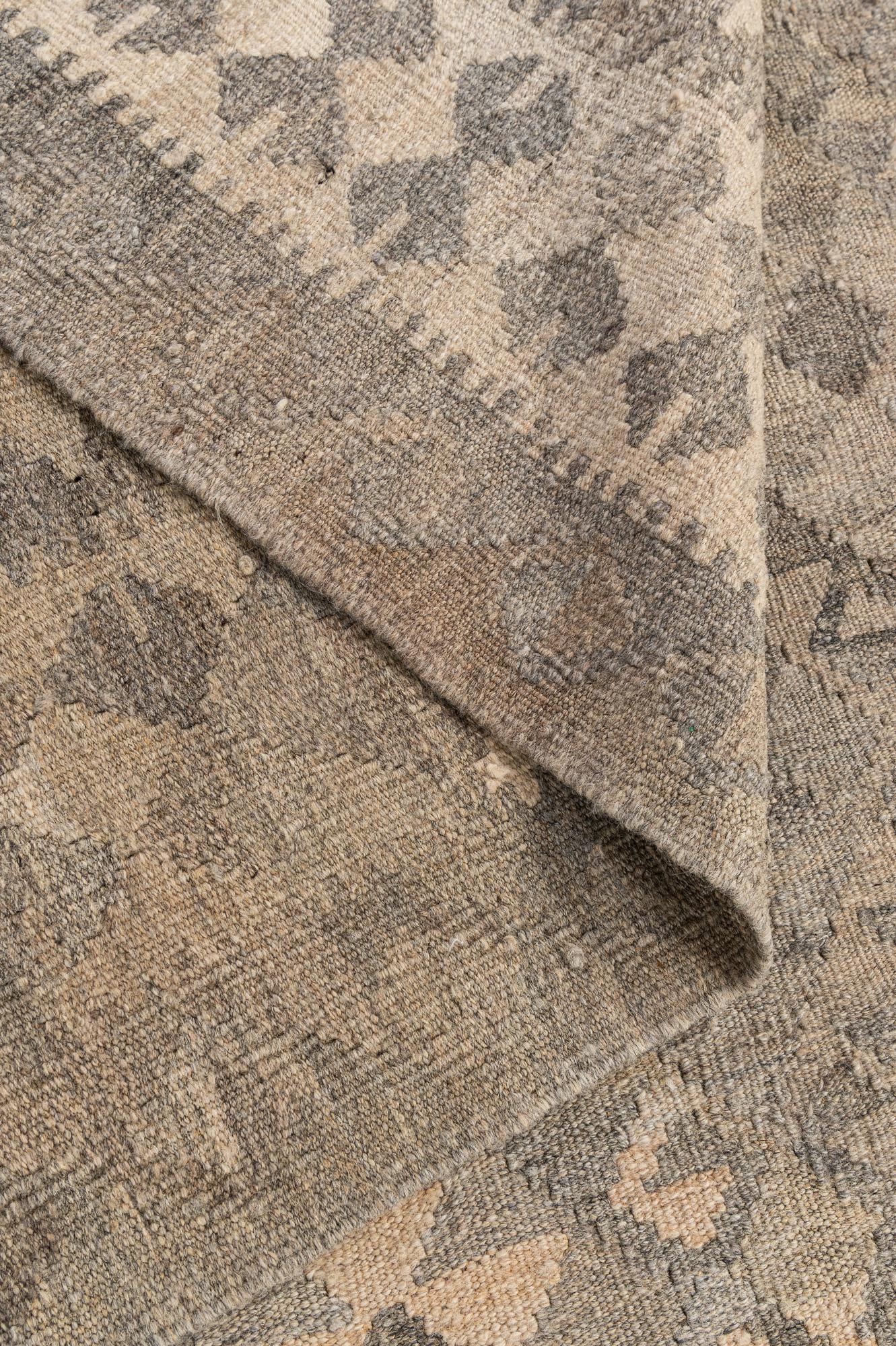 7' x 9' 8 Hand Woven Kilim Maymana Wool Rug