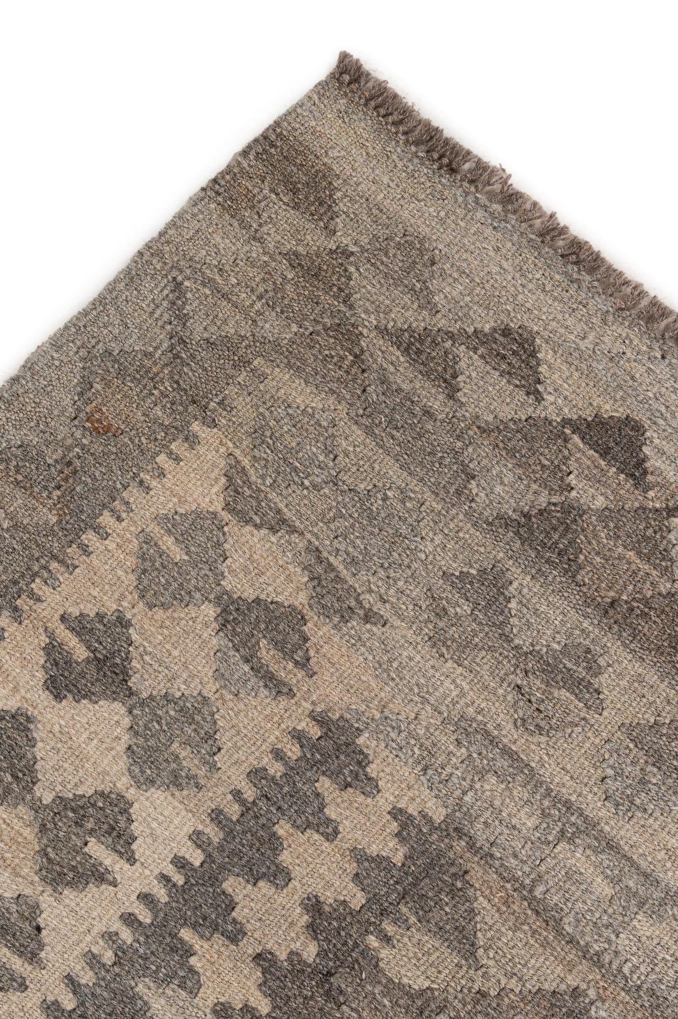 7' x 9' 8 Hand Woven Kilim Maymana Wool Rug