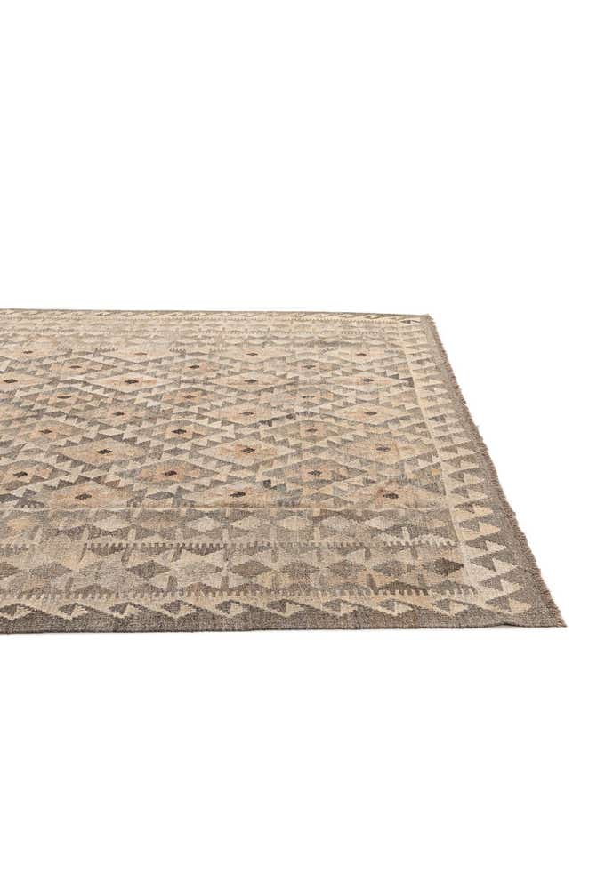6' 11 x 9' 7 Hand Woven Kilim Maymana Wool Rug