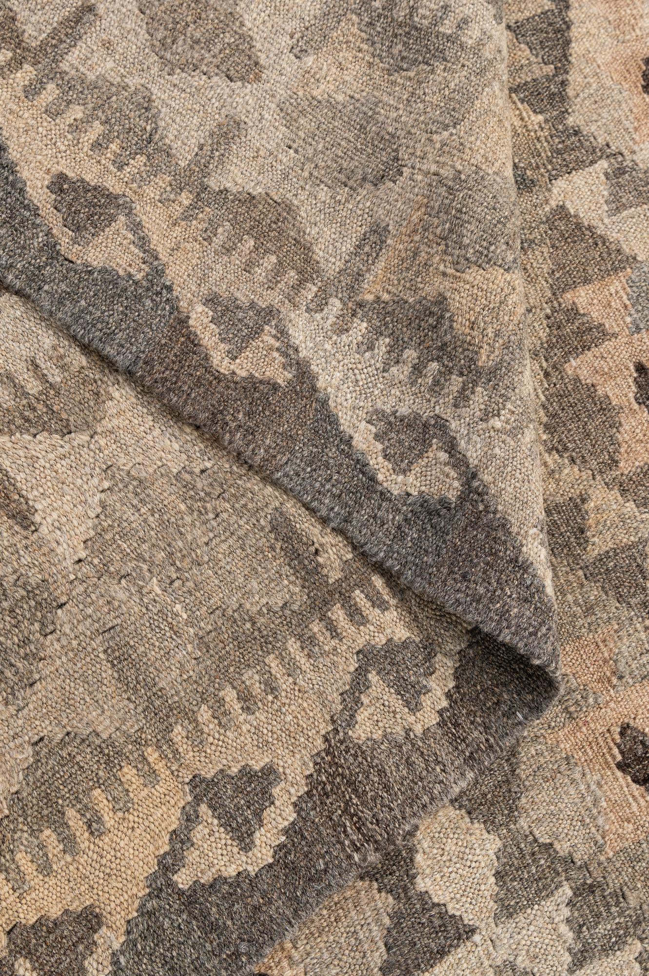 6' 11 x 9' 7 Hand Woven Kilim Maymana Wool Rug