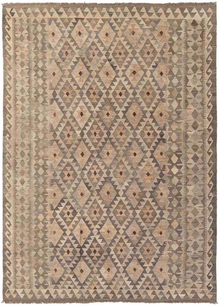 6' 11 x 9' 7 Hand Woven Kilim Maymana Wool Rug