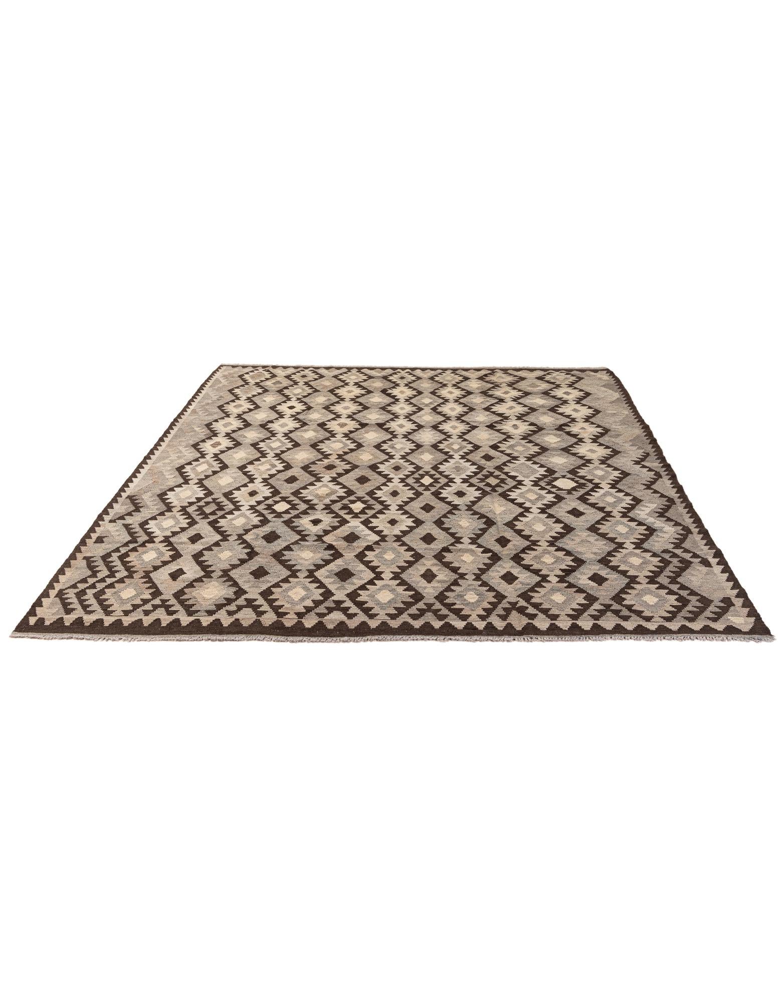 6' 11 x 9' 5 Hand Woven Kilim Maymana Wool Rug