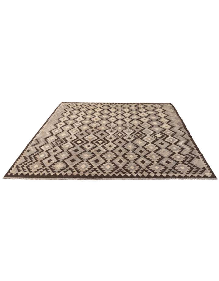 6' 11 x 9' 5 Hand Woven Kilim Maymana Wool Rug