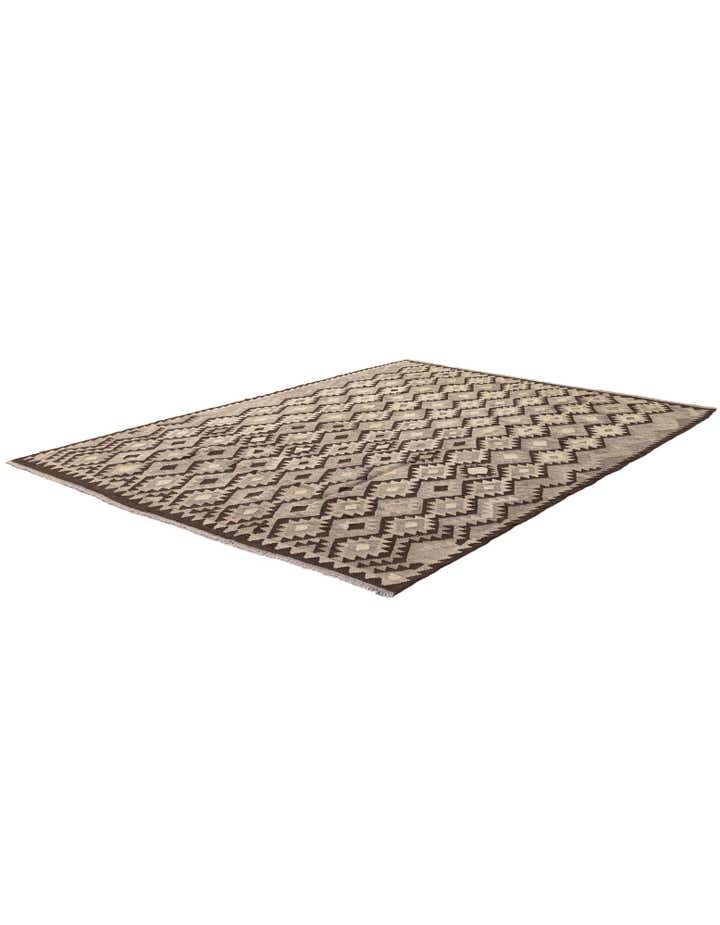 6' 11 x 9' 5 Hand Woven Kilim Maymana Wool Rug