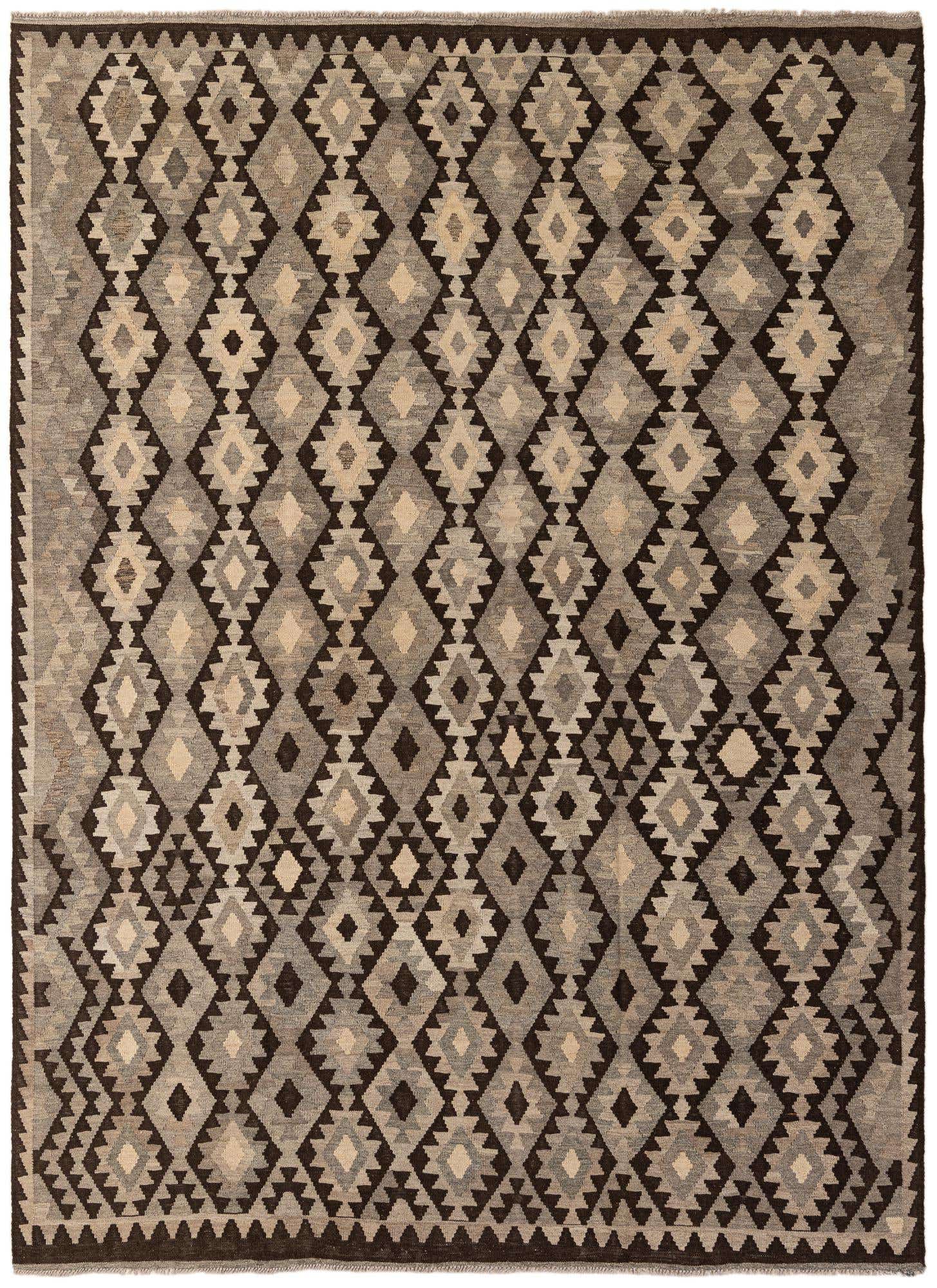 6' 11 x 9' 5 Hand Woven Kilim Maymana Wool Rug