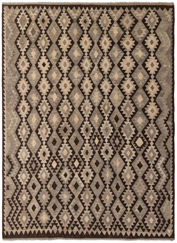 6' 11 x 9' 5 Hand Woven Kilim Maymana Wool Rug
