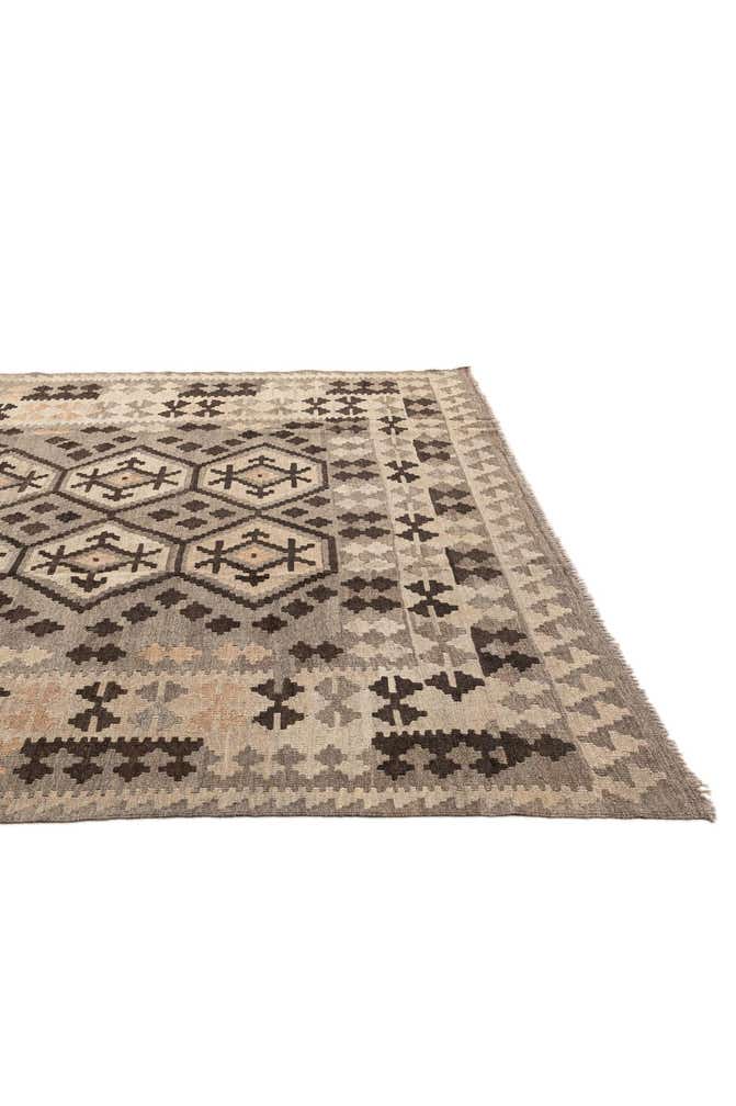 6' 11 x 9' 5 Hand Woven Kilim Maymana Wool Rug