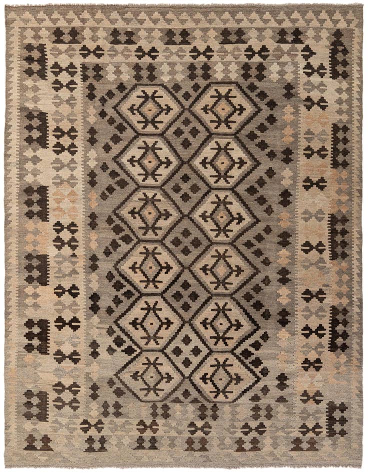 Detail image of 6' 11 x 9' 5 Hand Woven Kilim Maymana Wool Rug