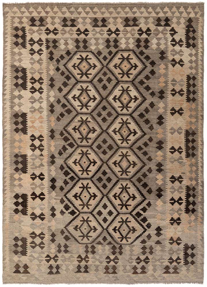 6' 11 x 9' 5 Hand Woven Kilim Maymana Wool Rug