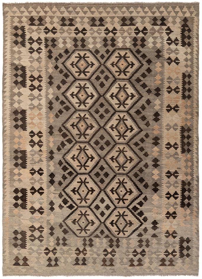 Detail image of 6' 11 x 9' 5 Hand Woven Kilim Maymana Wool Rug