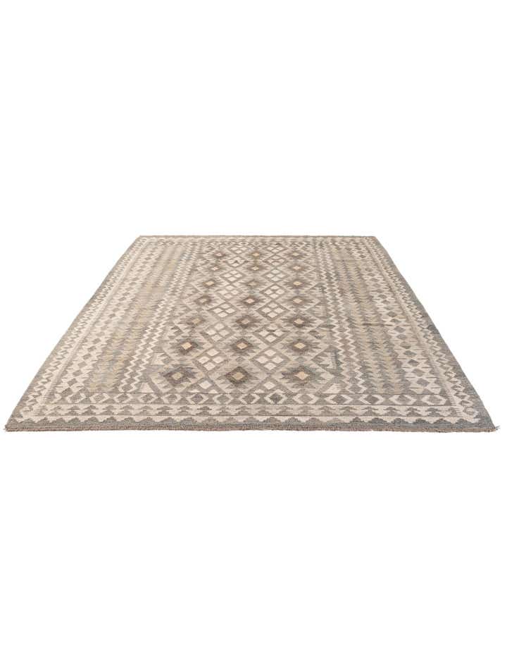 6' 10 x 9' 7 Hand Woven Kilim Maymana Wool Rug