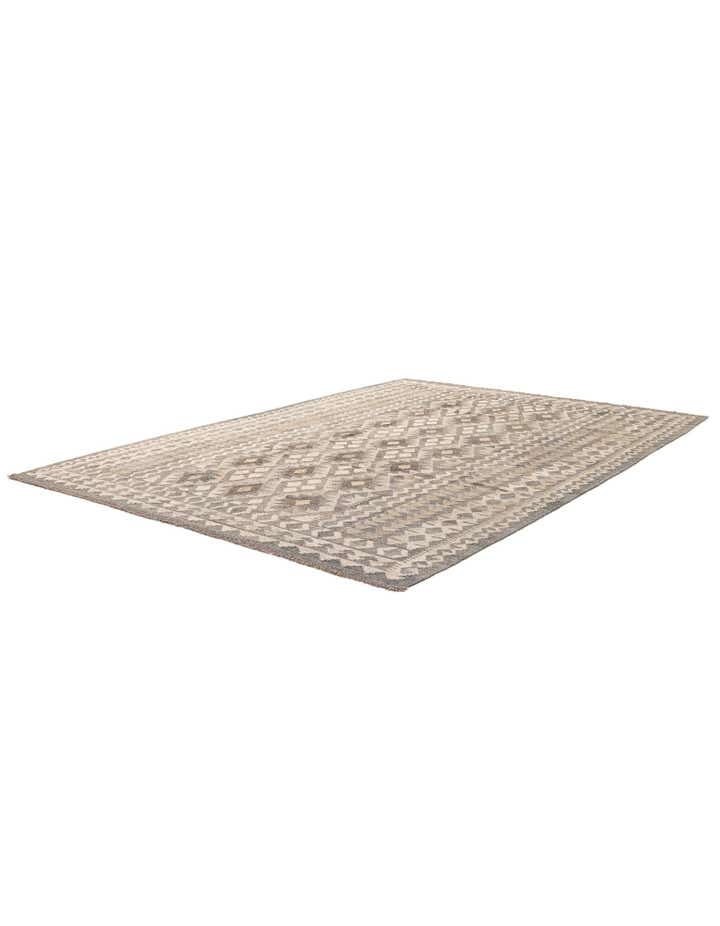 6' 10 x 9' 7 Hand Woven Kilim Maymana Wool Rug