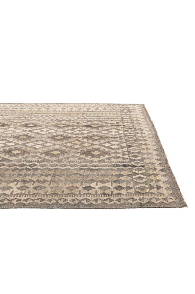 6' 10 x 9' 7 Hand Woven Kilim Maymana Wool Rug